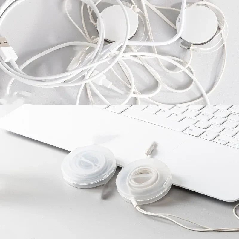 Einziehbarer tragbarer Kabel-Organizer, flexibler Kabelwickler, Kabelmanagement, runde Reise-Drahthalterbox zum Verpacken von Kopfhörern