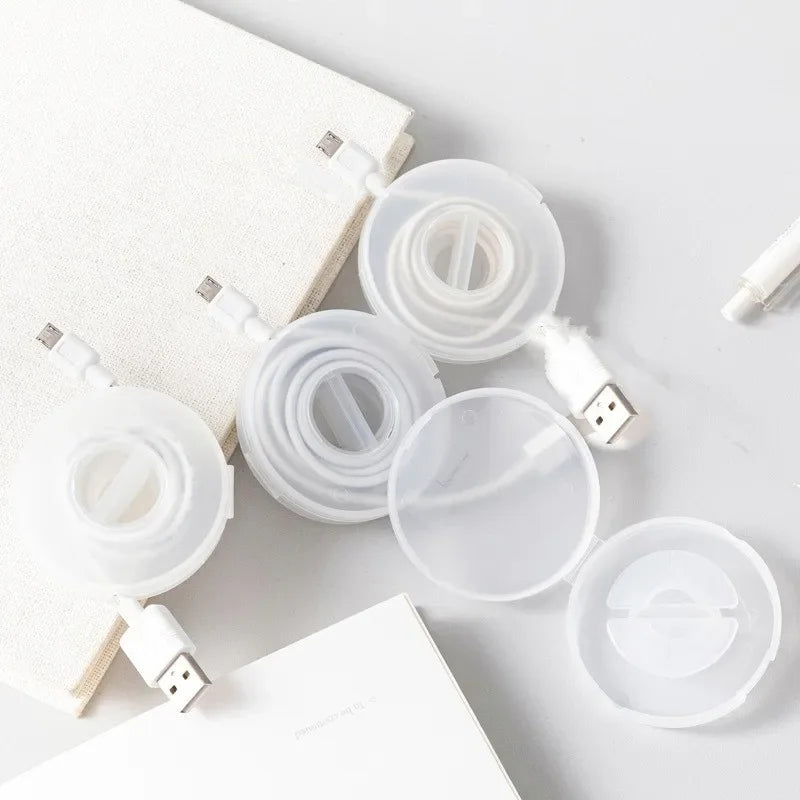 Einziehbarer tragbarer Kabel-Organizer, flexibler Kabelwickler, Kabelmanagement, runde Reise-Drahthalterbox zum Verpacken von Kopfhörern